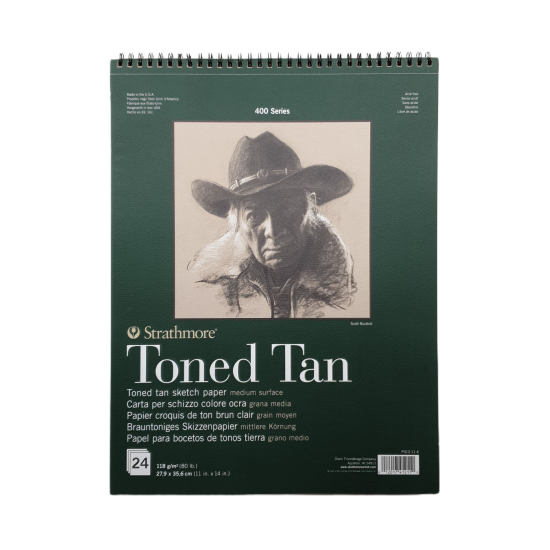 Strathmore A4+ Pad Toned Tan ( 27.9X35.6 CM x 24 sheets) 118 g/m2 Tan paper color 400 Series Heavyweight Drawing (11*14 IN) Strathmore A4+ Pad Toned Tan ( 27.9X35.6 CM x 24 sheets) 118 g/m2 Tan paper color 400 Series Heavyweight Drawing (11*14 IN)